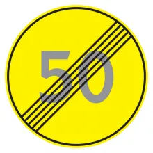Дорожный знак 3.25 Конец ограничения максимальной скорости (Временный D=700) Тип А фото