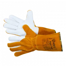 Argon Welder Краги из спилка с ладонью из белой кожи фото