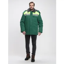 Куртка зимняя Бригада NEW (тк.Смесовая,210), зеленый/лимонный фото