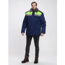Куртка зимняя Бригада NEW (тк.Смесовая,210), т.синий/лимонный фото