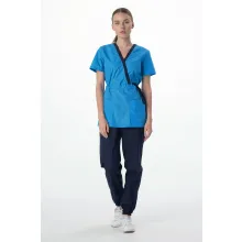 Костюм женский Симпл-001 (тк.Смесовая,120) MedLine, т.синий/ярко-голубой фото
