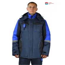 Костюм зимний Интегратор Плюс СОП (тк.Дюспо/Твилл) п/к, т.син/чер/васильковый фото