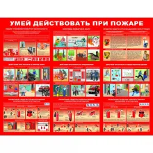 Стенд "Умей действовать при пожаре (Пластик 1000 x 1300)" фото