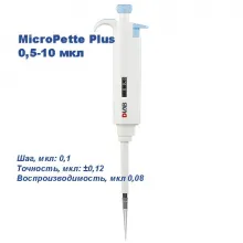 Одноканальный дозатор DLAB переменного объема MicroPette Plus 0,5-10 мкл фото