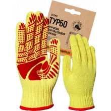 Перчатки трикотажные с ПВХ "ТУРБО" желтый/красный фото
