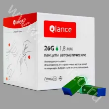 Автоматический ланцет Qlance Lite, глубина прокола 1,8 мм, игла 26G, зеленый, уп.100шт фото