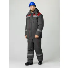 Костюм зимний Титан-Ультра IMP (тк.Смесовая,240) п/к, т.серый/красный фото