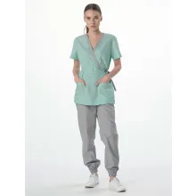 Костюм женский Симпл-001 (тк.Смесовая,120) MedLine, серый/мятный-74 фото