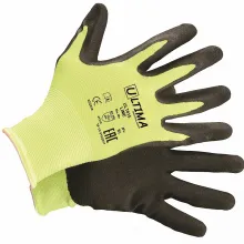 Перчатки ULT815 LIME нейлоновые с зернистым нитриловым покрытием ULTIMA® фото