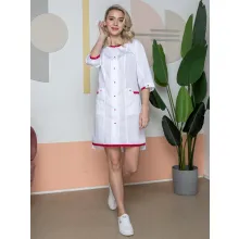 Халат женский Симпл-003 (тк.Смесовая,120) MedLine, белый/красный фото