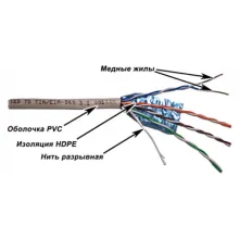 TWT-5EFTP - кабель "витая пара" экранированный (FTP), 4 пары, кат. 5е, PVC, серый (катушка 305 метров) фото