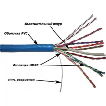 TWT-5EUTP10 - кабель "витая пара" неэкранированный (UTP), 10 пар, кат. 5e, PVC, синий (катушка 305 метров) фото