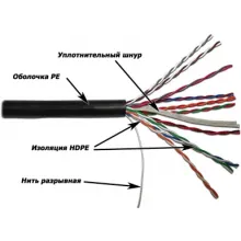 TWT-5EUTP10-OUT - кабель "витая пара" неэкранированный (UTP), 10 пар, кат. 5е, PE, для внешней прокладки, черный (катушка 305 метров) фото