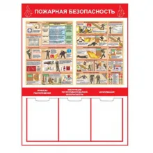 Стенд «Пожарная безопасность (Пластик 1000 x 750)» плакат+ карманы фото