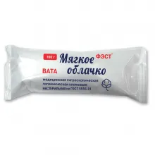 Вата медицинская гигроскопическая гигиеническая хлопковая нестерильная, 100 г фото