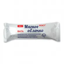 Вата медицинская гигроскопическая гигиеническая хлопковая нестерильная, 50 г фото