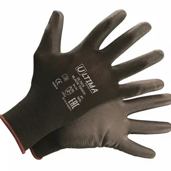 Перчатки ULT615 BLACK TOUCH трикотажные нейлоновые с полиуретановым покрытием ULTIMA® фото 1