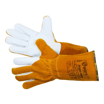 Argon Welder Краги из спилка с ладонью из белой кожи фото 1