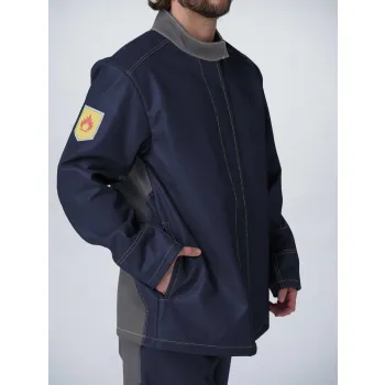 Костюм сварщика с силикон.накладками 3 кл.защ(тк.100% хб,450) РМ, т.синий/серый фото 2
