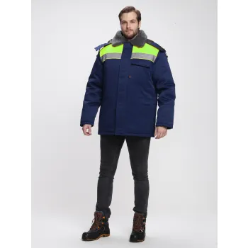 Куртка зимняя Бригада NEW (тк.Смесовая,210), т.синий/лимонный фото 1