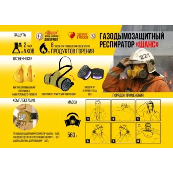 Газодымозащитный респиратор (ГДЗР) «ШАНС» многоразовый фото 2