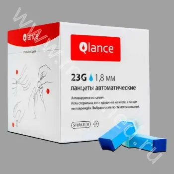 Автоматический ланцет Qlance Uni Lite, глубина прокола 1,8 мм, игла 23G, голубой, уп.100шт фото 1
