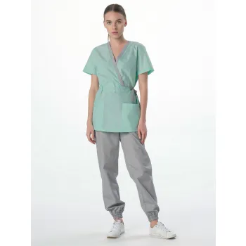 Костюм женский Симпл-001 (тк.Смесовая,120) MedLine, серый/мятный-74 фото 2