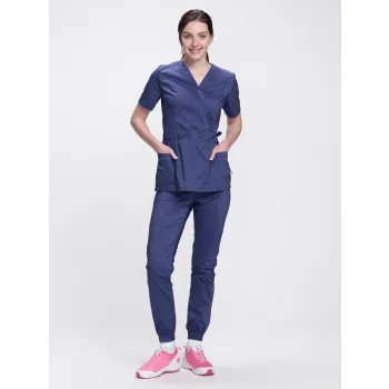 Костюм женский хирургический Модерн-004 (тк.Стрейч,120) MedLine, т.синий фото 1