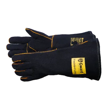 Track Black Long Краги из спилка черного цвета с широким раструбом, длина 42 см фото 1