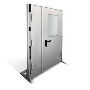 Дверь противопожарная двупольная с остеклением 1300×2100 EI-60 фото 1